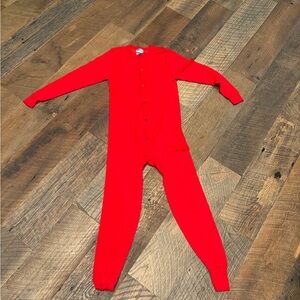 Vintage Red Thermal Union Suit Onesie | Medallist | Made USA | Unisex L